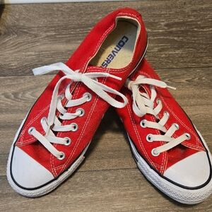 Converse Red and White Canvas Sneakers